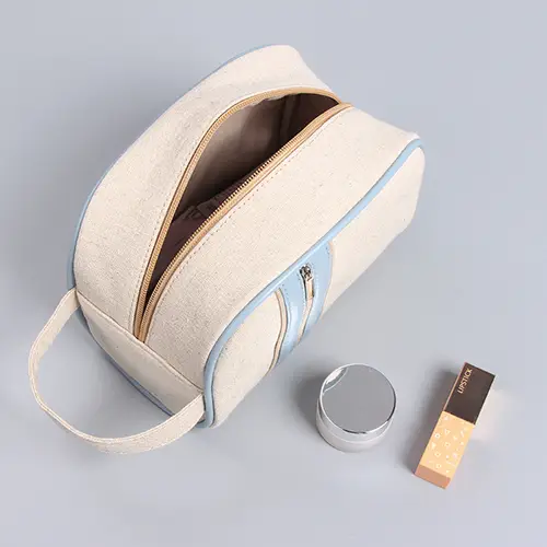 Natural Style Fashion Burlap Best Makeup Case Organizer Large Make Up Bag